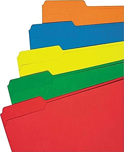 File Folders, 1/3 Cut Double-Ply Top Tab, Letter, Assorted Colors, 100/Box