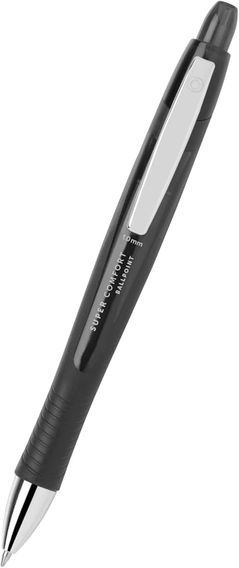 Office Depot® Retractable Ballpoint Pens With Grip, Medium Point, 1.0 mm, Black Barrel, Black Ink, Pack Of 6