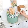 SKYDUE 360 Degree Rotating Desk Organizer, Dual-Purpose Pencil Pen Holder for Desktop, Rotating Desk Pen Organizer with 5 Slots, Pencil Cup for School, Home, Office Supplies (Bean Green)