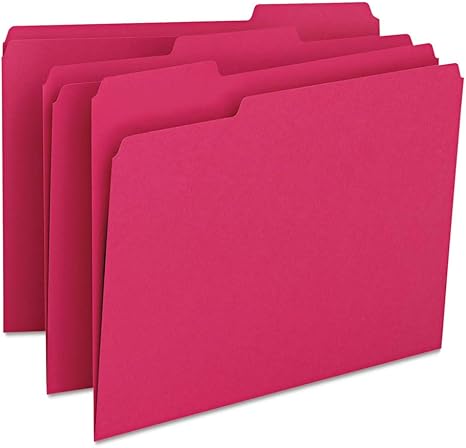 Smead File Folders, 1/3 Cut, Top Tab, Letter, Red, 100/box