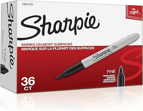 Sharpie Permanent Markers Bulk Set Fine Tip Markers Set For Plastic Metal Wood And More Black 36 Count